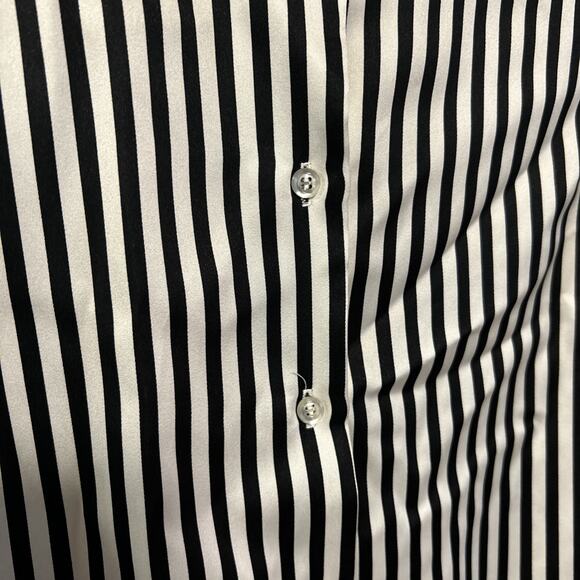 Vintage Harbour Isle Black White Striped 80’s Goth Minimalist Top Blouse Sz 11 - Picture 3 of 5